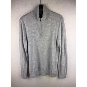 Express Mens Merino Wool Blend Gray‎ 1/4 Zip Long Sleeve Pullover Sweater  M